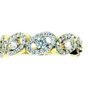 Oval Halo x5 Cubic Zirconia Ladies Stacking Band 10KT/6MM