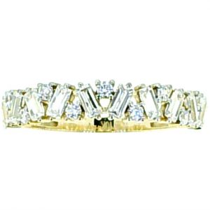 Baguette & Round Cubic Zirconia Ladies Stacking Band 10KT/4MM