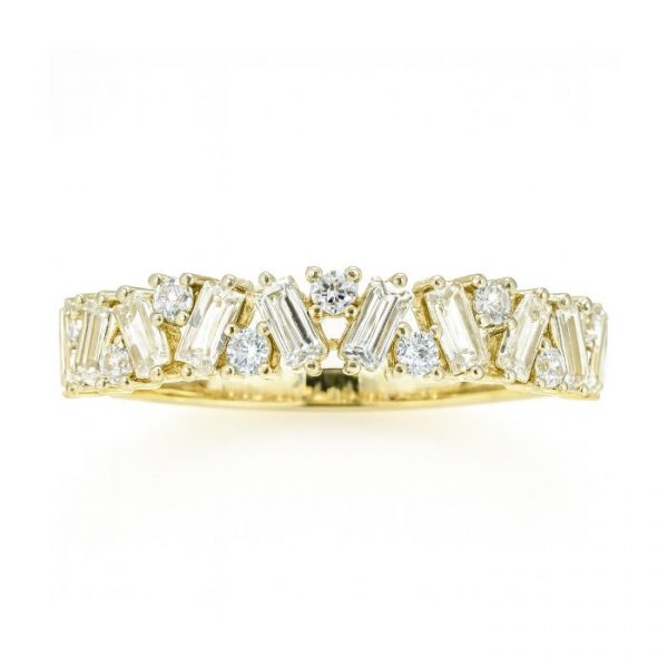 Baguette & Round Cubic Zirconia Ladies Stacking Band 10KT/4MM