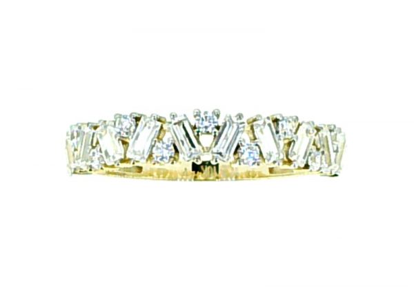 Baguette & Round Cubic Zirconia Ladies Stacking Band 10KT/4MM