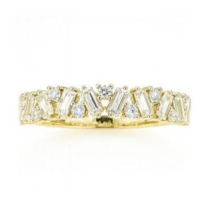 Baguette & Round Cubic Zirconia Ladies Stacking Band 10KT/4MM