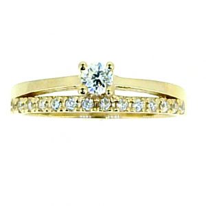 Cubic Zirconia Solitaire & Pave Band 1Pce Ladies Ring 10KT