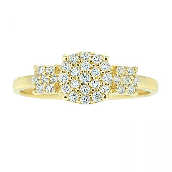 Cubic Zirconia Pave Cluster Trio Ladies Ring 10KT