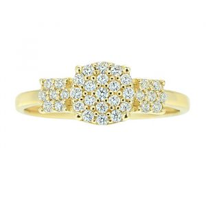 Cubic Zirconia Pave Cluster Trio Ladies Ring 10KT