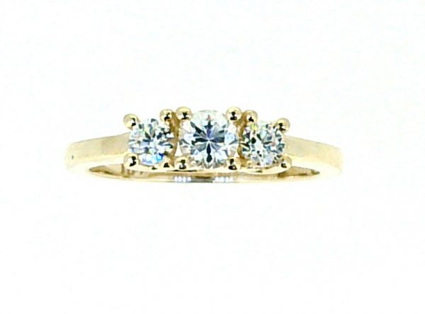 3-4MM Round Cubic Zirconia Trio Ladies Ring 10KT