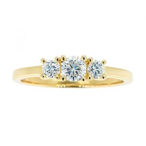 3-4MM Round Cubic Zirconia Trio Ladies Ring 10KT