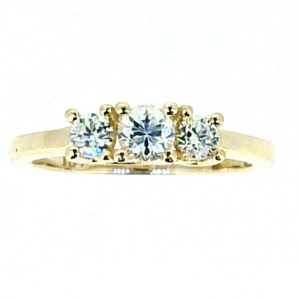 3-4MM Round Cubic Zirconia Trio Ladies Ring 10KT