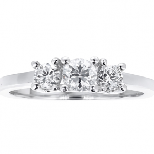 3-4MM Round Cubic Zirconia Trio Ladies Ring 10KT WG