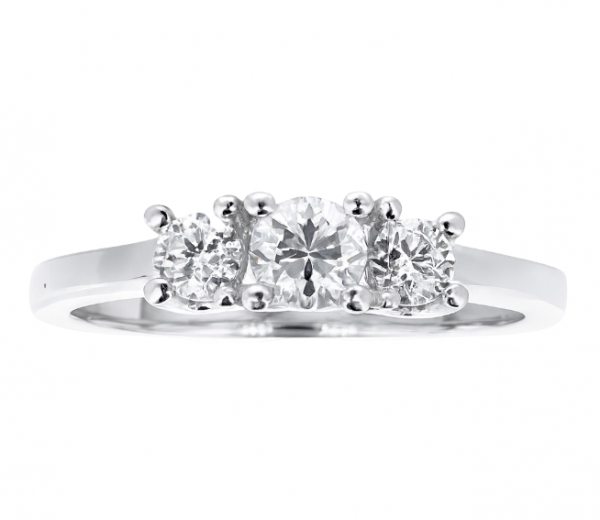 3-4MM Round Cubic Zirconia Trio Ladies Ring 10KT WG