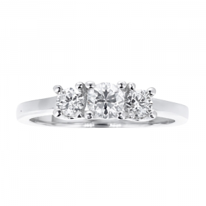 3-4MM Round Cubic Zirconia Trio Ladies Ring 10KT WG