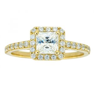 5MM Radiant Cut Cubic Zirconia Halo Ladies Ring 10KT