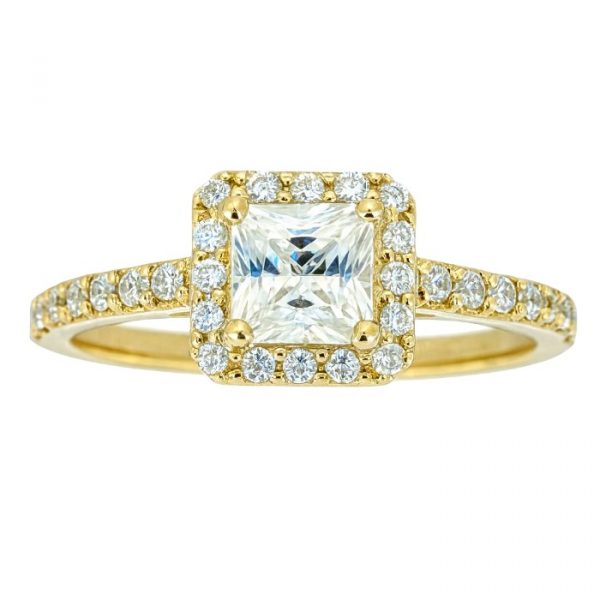 5MM Radiant Cut Cubic Zirconia Halo Ladies Ring 10KT