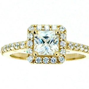 5MM Radiant Cut Cubic Zirconia Halo Ladies Ring 10KT