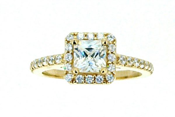 5MM Radiant Cut Cubic Zirconia Halo Ladies Ring 10KT