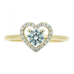 5MM Round Cut Cubic Zirconia Heart Shaped Halo Ladies Ring 10KT