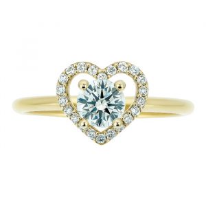 5MM Round Cut Cubic Zirconia Heart Shaped Halo Ladies Ring 10KT