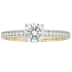 5MM Round Cut Cubic Zirconia & Pave Shank Ladies Ring 10KT