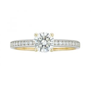 5MM Round Cut Cubic Zirconia & Pave Shank Ladies Ring 10KT