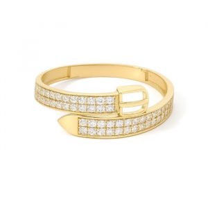 Belt Crossover Cubic Zirconia Pave Ladies Ring 10KT