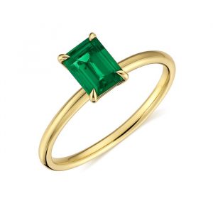 Simulated Emerald 6X4 Ladies Ring 10KTT