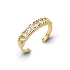 Cubic Zirconia Channel Set Toe Ring 10KT