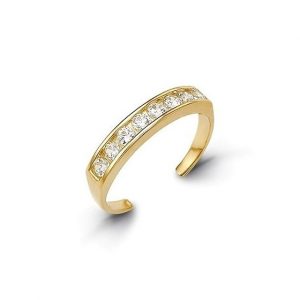 Cubic Zirconia Channel Set Toe Ring 10KT