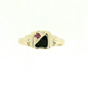 Sim. Pink Birthstone Square Baby Signet Ring 10KT/SIZE 4  *Engravable