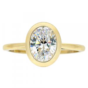 8x6MM Oval Cubic Zirconia Bezel Solitaire Ladies Ring 10KT/1.5MM