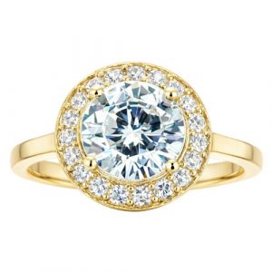 7MM Round Cubic Zirconia Halo Ladies Ring 10KT