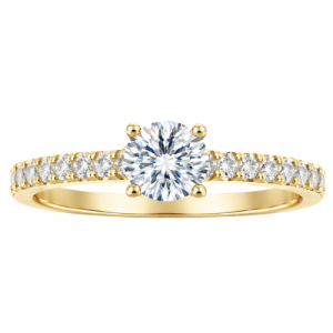 6MM Round Cubic Zirconia with Accented Shank Ladies Ring 10KT/3.5MM