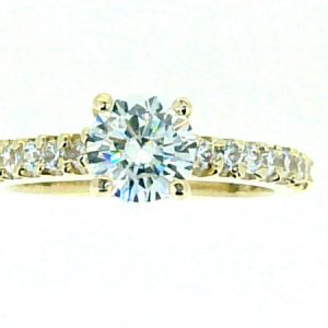 6MM Round Cubic Zirconia with Accented Shank Ladies Ring 10KT/3.5MM
