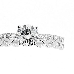 5MM Round Cubic Zirconia with Accented Shank & Infinity Band 1Pce Ladies Ring 10KT WG