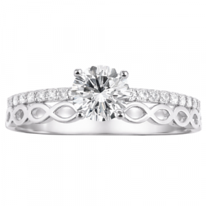 5MM Round Cubic Zirconia with Accented Shank & Infinity Band 1Pce Ladies Ring 10KT WG