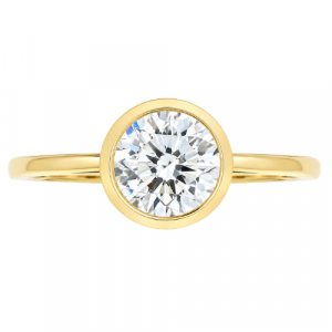7MM Round Cubic Zirconia Bezel Solitaire Ladies Ring 10KT/1.5MM