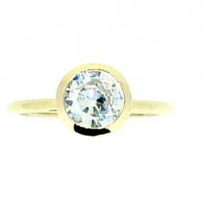 7MM Round Cubic Zirconia Bezel Solitaire Ladies Ring 10KT/1.5MM