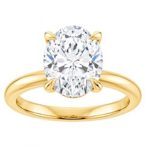 9x7MM Oval Cubic Zirconia Solitaire Ladies Ring 10KT/2MM