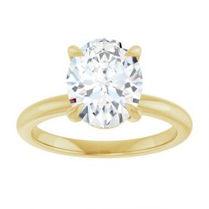 9x7MM Oval Cubic Zirconia Solitaire Ladies Ring 10KT/2MM