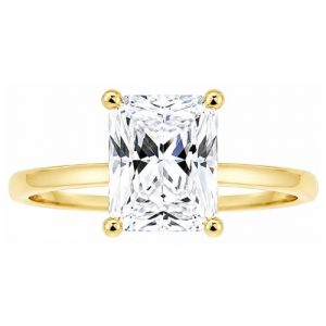 9x7MM Emerald Cut Cubic Zirconia Solitaire Ladies Ring 10KT/2MM