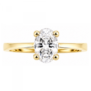 7x5MM Oval Cubic Zirconia Solitaire Ladies Ring 10KT/2MM
