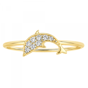 Mini Dolphin Cubic Zirconia Ladies Ring 10KT