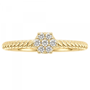 Cubic Zirconia Cable Stacking Band Ladies Ring 10KT