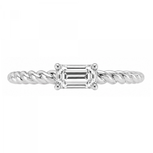 Baguette Cubic Zirconia Cable Stacking Band 10KT WG