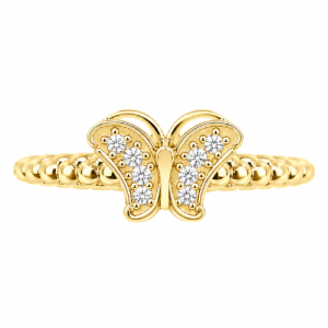 Butterfly Cubic Zirconia Bubble Band Ladies Ring 10KT