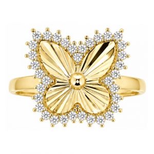 Butterfly Cubic Zirconia Sun Burst Ladies Ring 10KT