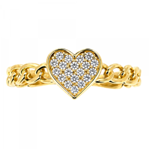 Heart Cubic Zirconia Link Style Band Ladies Ring 10KT