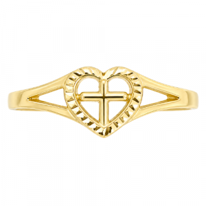 Heart with Cross Ladies Ring 10KT