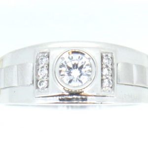Cubic Zirconia Gents Ring 10KT WG   **CLEARANCE-FINAL SALE**