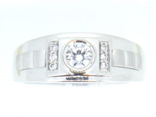 Cubic Zirconia Gents Ring 10KT WG   **CLEARANCE-FINAL SALE**