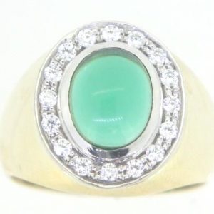 Sim. Emerald & Cubic Zirconia Oval Gents Ring 10KT **CLEARANCE-FINAL SALE**