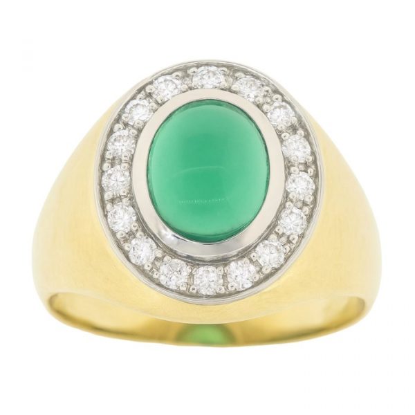 Sim. Emerald & Cubic Zirconia Oval Gents Ring 10KT     **CLEARANCE-FINAL SALE**